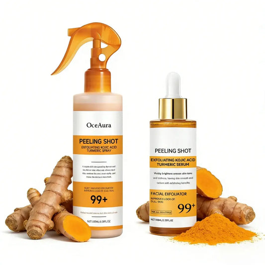 Spray et sérum à l'acide kojique et au curcuma, soin à la kératine, solution exfoliante et peeling, soin nourrissant et hydratant pour la peau, fermeté cutanée Marvella