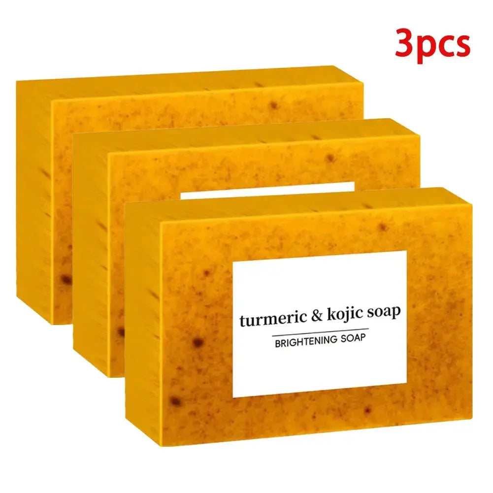 Savon fait à la main au curcuma, savon à l'acide kojique au citron, savon de douche et pour le visage, nettoyage en profondeur pour les soins de la peau du visage et du corps, 100g Marvella