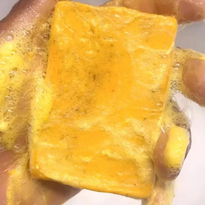 Savon fait à la main au curcuma, savon à l'acide kojique au citron, savon de douche et pour le visage, nettoyage en profondeur pour les soins de la peau du visage et du corps, 100g Marvella
