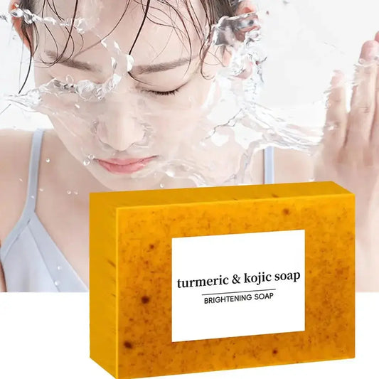 Savon fait à la main au curcuma, savon à l'acide kojique au citron, savon de douche et pour le visage, nettoyage en profondeur pour les soins de la peau du visage et du corps, 100g Marvella